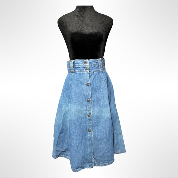 Skirts Retro Vintage Denim Jean Kmart Japan Button Front Skirt Size